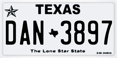 TX license plate DAN3897