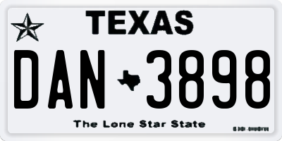 TX license plate DAN3898