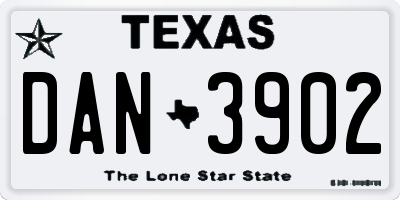 TX license plate DAN3902