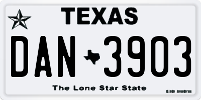 TX license plate DAN3903