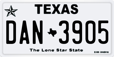 TX license plate DAN3905