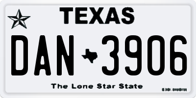 TX license plate DAN3906