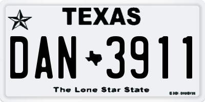 TX license plate DAN3911
