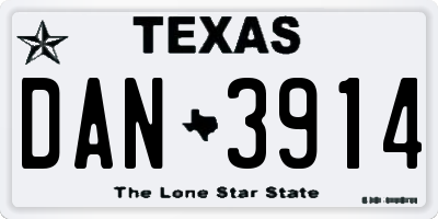 TX license plate DAN3914