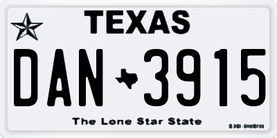 TX license plate DAN3915