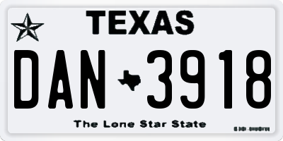 TX license plate DAN3918