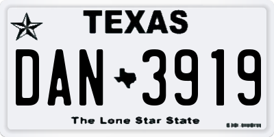TX license plate DAN3919