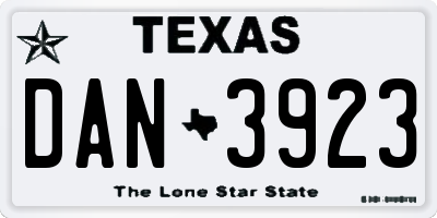 TX license plate DAN3923