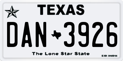 TX license plate DAN3926