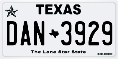 TX license plate DAN3929