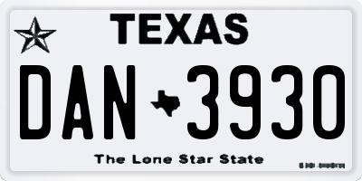 TX license plate DAN3930