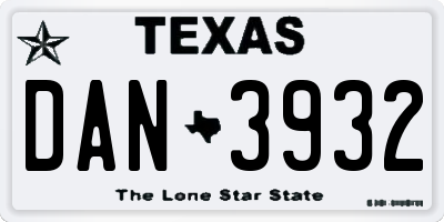 TX license plate DAN3932