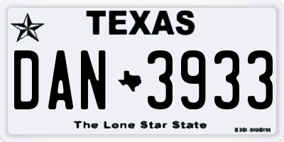 TX license plate DAN3933