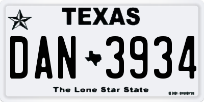TX license plate DAN3934
