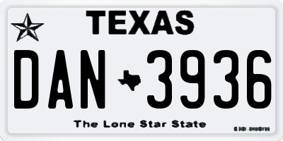 TX license plate DAN3936