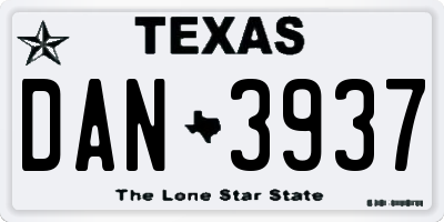 TX license plate DAN3937