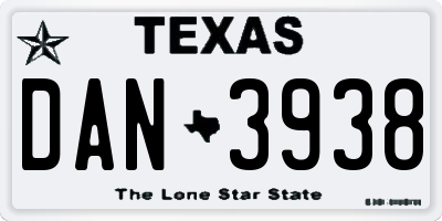 TX license plate DAN3938