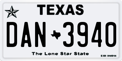 TX license plate DAN3940