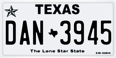 TX license plate DAN3945