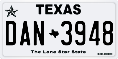 TX license plate DAN3948