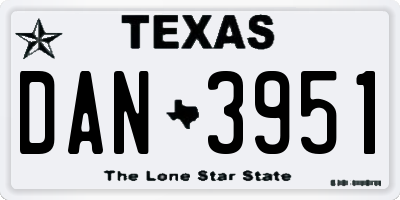 TX license plate DAN3951