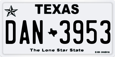 TX license plate DAN3953
