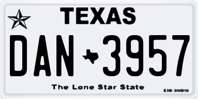 TX license plate DAN3957