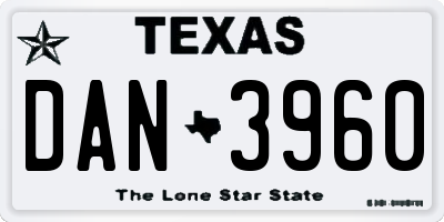 TX license plate DAN3960