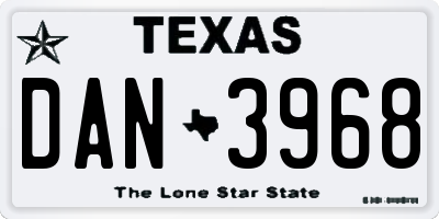 TX license plate DAN3968