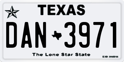TX license plate DAN3971