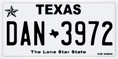 TX license plate DAN3972