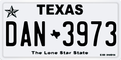 TX license plate DAN3973