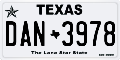 TX license plate DAN3978