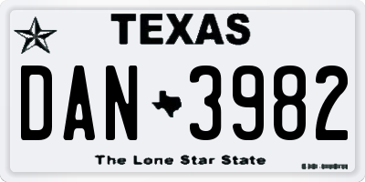 TX license plate DAN3982