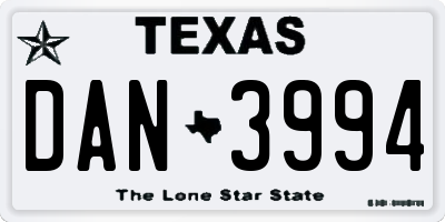 TX license plate DAN3994
