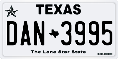 TX license plate DAN3995