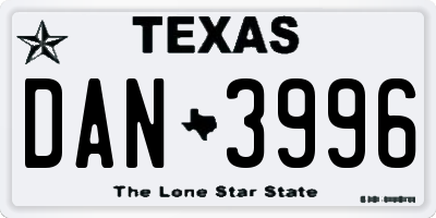 TX license plate DAN3996