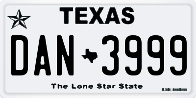 TX license plate DAN3999