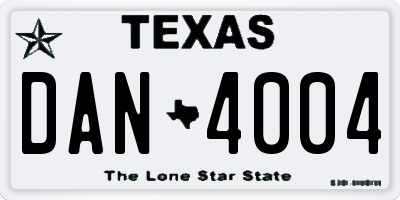 TX license plate DAN4004