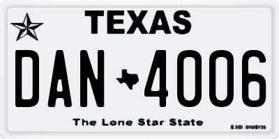 TX license plate DAN4006