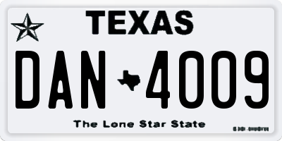 TX license plate DAN4009