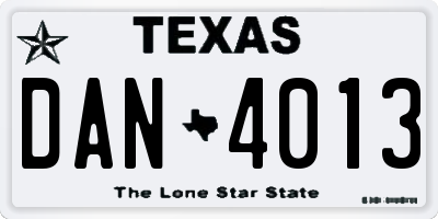 TX license plate DAN4013