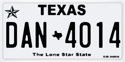 TX license plate DAN4014
