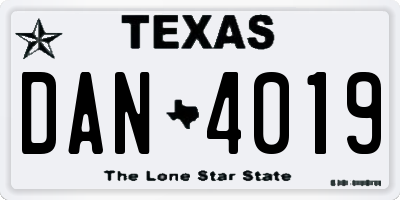 TX license plate DAN4019