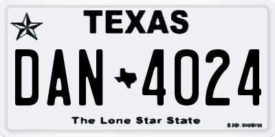 TX license plate DAN4024