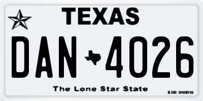 TX license plate DAN4026