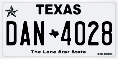 TX license plate DAN4028
