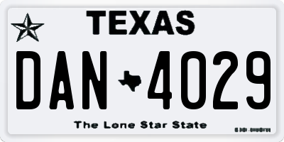 TX license plate DAN4029