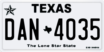 TX license plate DAN4035