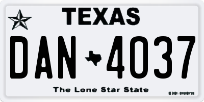 TX license plate DAN4037